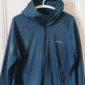 Eddie Bauer tech zip fleece hoodie forest green, like new XL